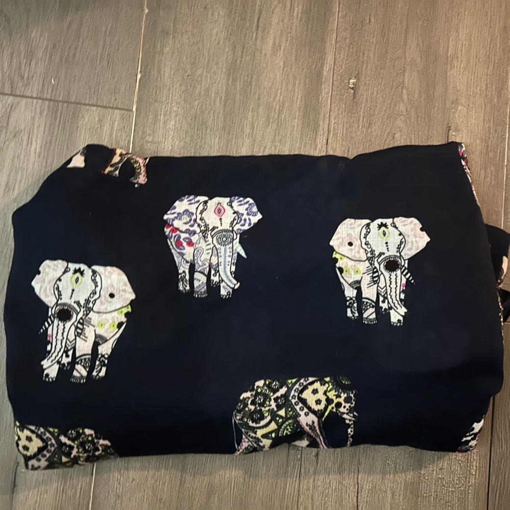 Elephant Print Navy Boho Scarf